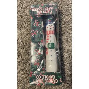 2 Vintage Snowmen 10" Christmas Taper Candles Candle Craft Co Winter New